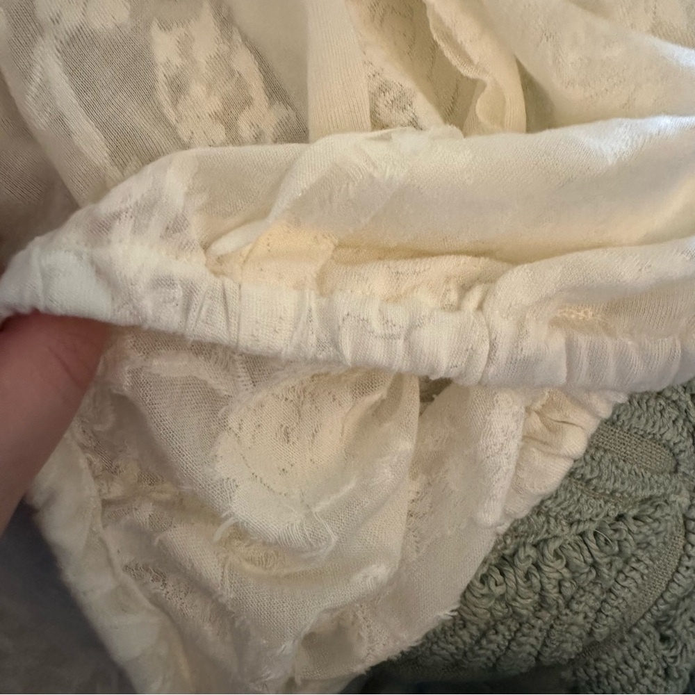 Anthropologie || ivory semi sheer floral print flutter sleeve tee - Picture 5 of 6